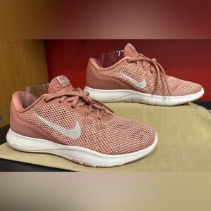 Nike Flex Trainer 7 Pink & White Athletic Training Shoes Women’s Size 8